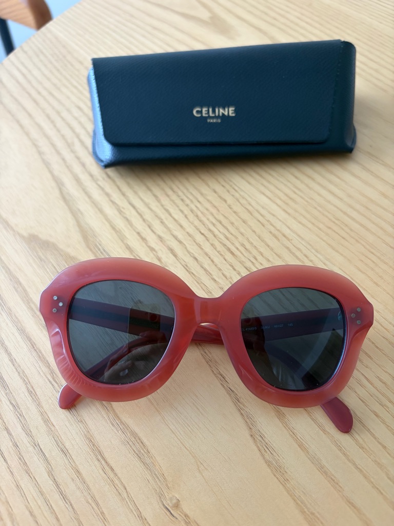 Celine Coral Pink Round Acetate Sunglasses